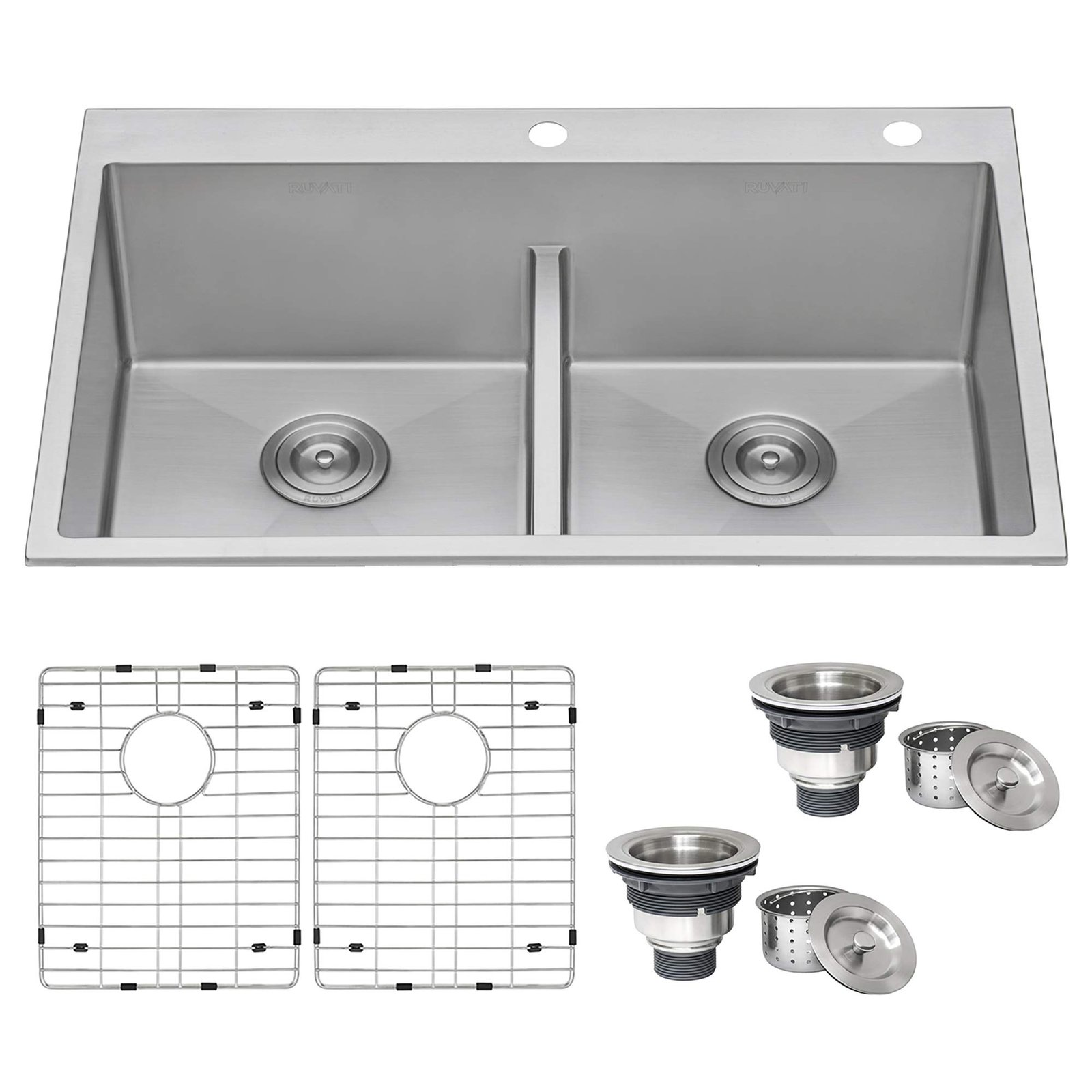 71iMfMaAGL.jpg Ruvati Low-Divide Double Bowl Sink - Image 1
